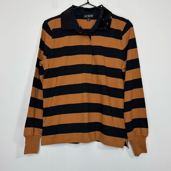 J. Crew Sequin Stripe Rugby Shirt S - Picture 2 of 8
